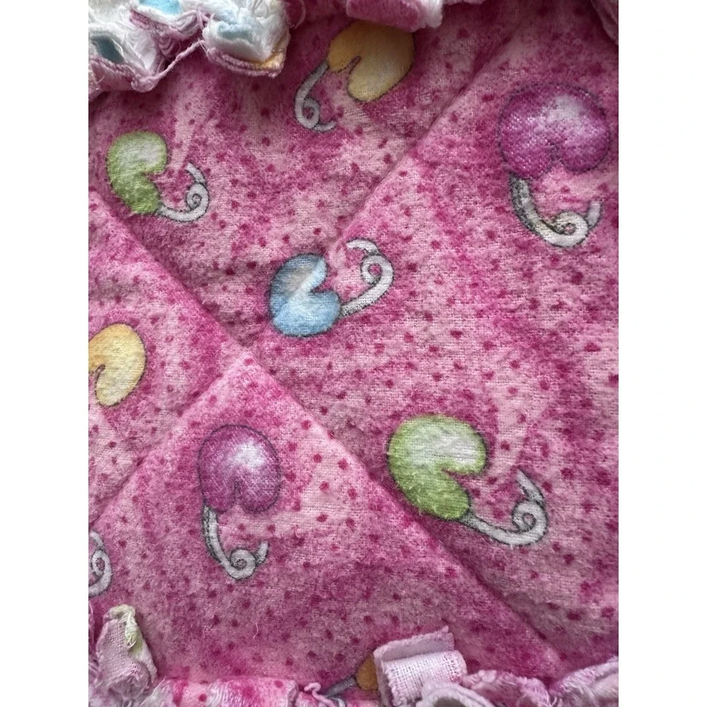 Handmade Baby Rag Quilt Blanket Pink Flannel Patchwork Lovey 35x50